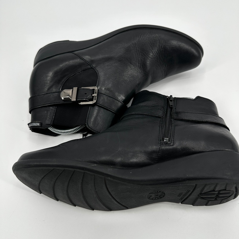 Mephisto Stefania Womens Black Leather Buckle Strap Wedge Ankle Boots Size US 10 - Picture 8 of 11